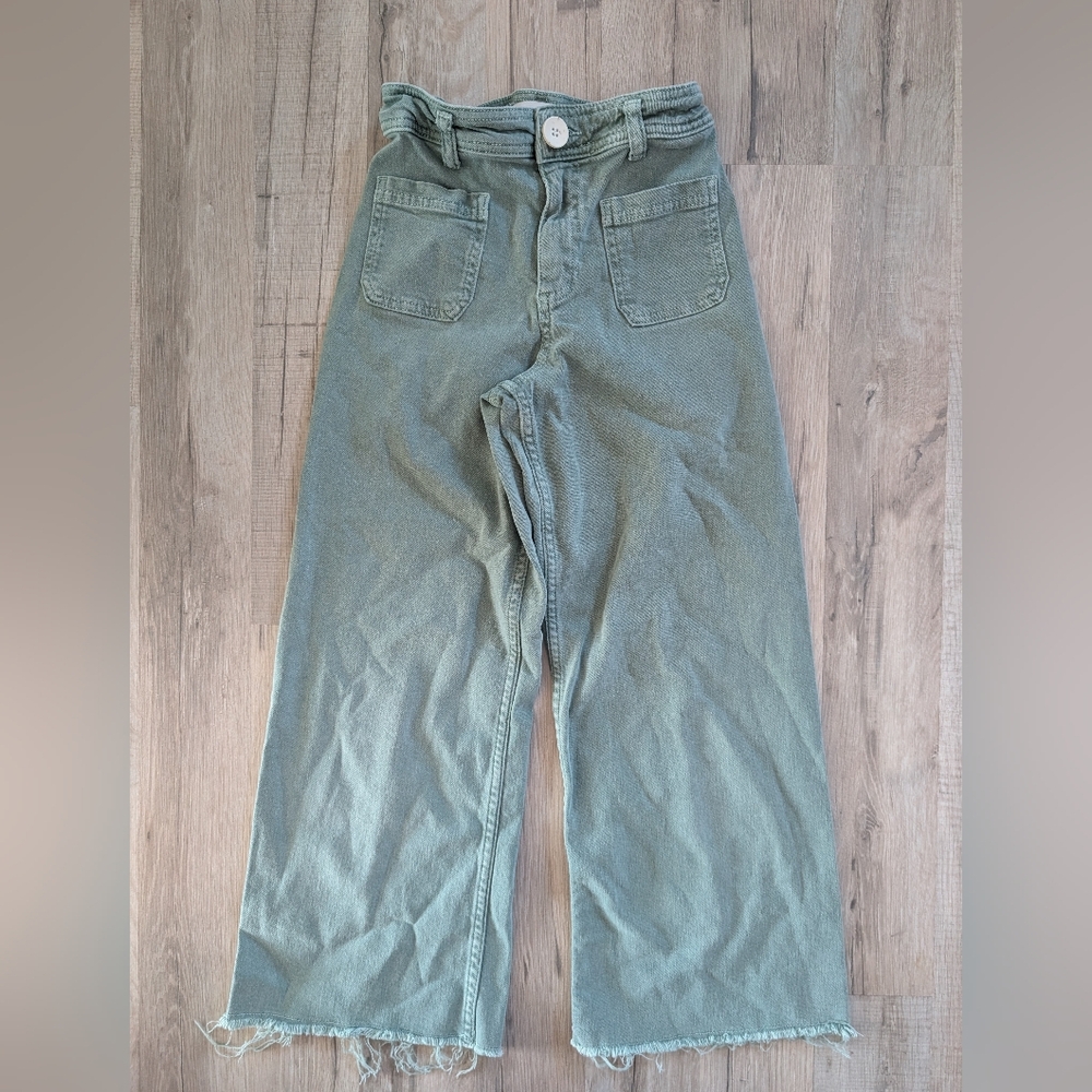 Zara Kids Olive Green Wide-Leg Jeans, 10Y (V3)